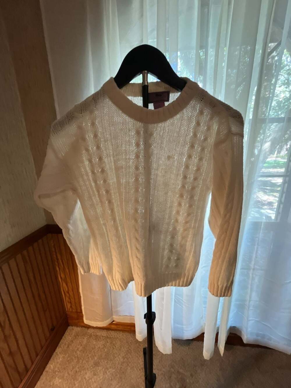 White Cable Knit Pullover Sweater